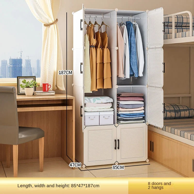 Household Folding Wardrobe Simplicity Dustproof Storage Locke Closet Plastic Collapsible Clothes Cabinets Home Bedroom Furniture