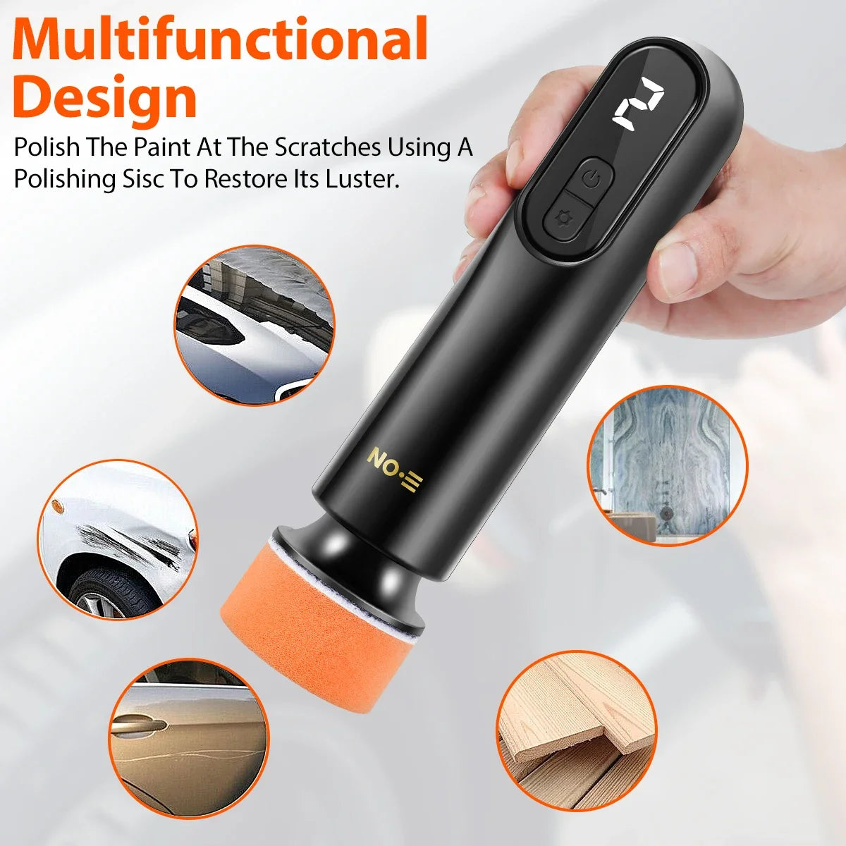 Cordless Car Polishing Machine 12000rpm USB Rechargeable Electric Car Buffer with 3 Speeds Portable Electric Scratch Repair Too