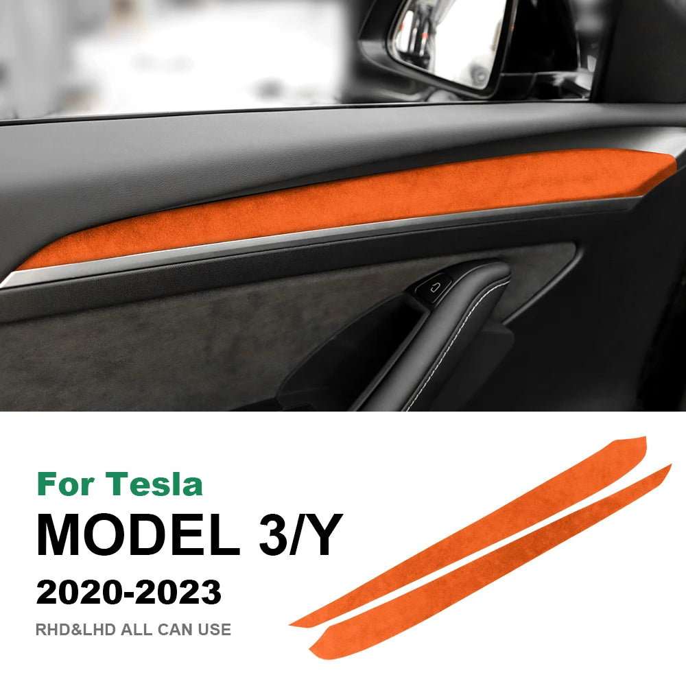 Italian Top Suede Car Dashboard Moulded Trim Sticker For Tesla Model 3 Model Y 2018 2019 2020 2021 2022 2023 Decor Accessories