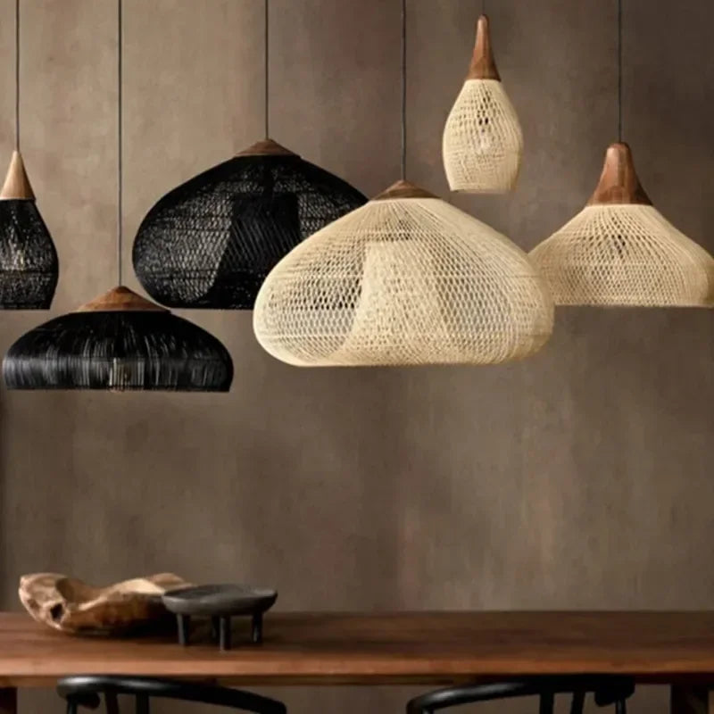 Chinese Retro Handmade Rattan Pendant Light Living Room Hot Pot Restaurant Homestay Zen Decoration Pendant Light