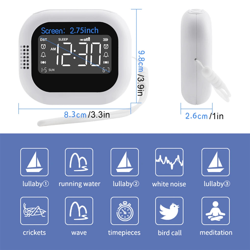 Rechargeable  Vibrating Alarm Clock Wireless Loud Alarm Clock With White Noise Deep Sleep Digital Travel Clock Snooze Function