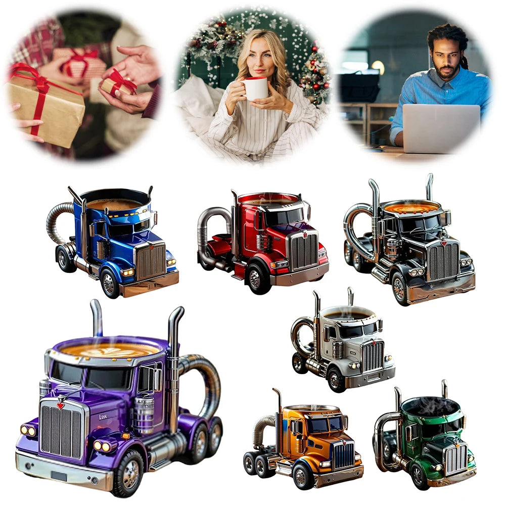 Durable Truck Coffee Mug 11 Ounces Handcrafted Coffee Cup Semi-trailer Shaped Semi Truck Semi-Truck Coffee Mugs Men Coffee Cup