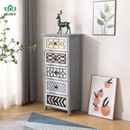 Solid Wood Multi-Layer Drawer Storage Cabinet Living Room Retro Simple Storage Side Cabinet Combination Organizing Cabinet