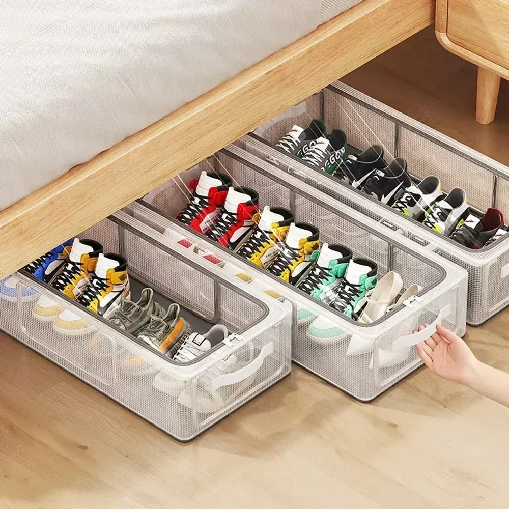 PVC Shoe Storage Foldable Shoes Bags Large Capacity Portable Space Saving Shoes Dust-proof Water-proof Transparent Storage Box