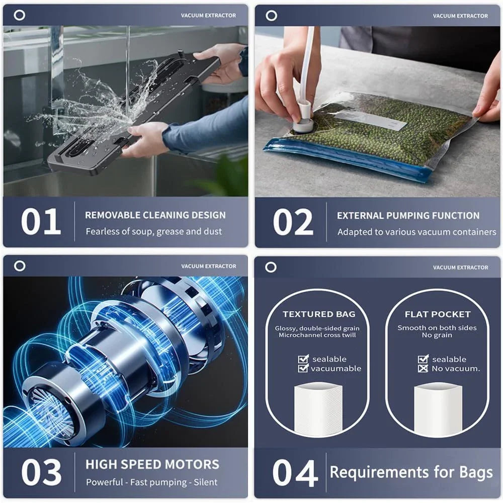 Electric Vacuum Sealer Machine Dry/Wet Food Packaging Seal To Keep Fresh Touch Buttons Digital Display Vacuum Packaging Machine