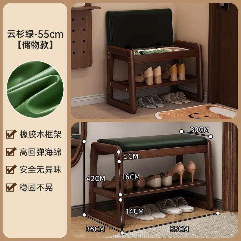 Modern Solid Wood Shoe Bench Entryway Multilayers Storage Stool Luxury Design for Hallway Bedroom Wide and Comfortable