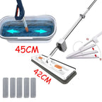 Flat Squeeze Mop with Folding Bucket Hand Free Washing Microfiber Replacement Pad Automatic Spin mops floor house cleaning
