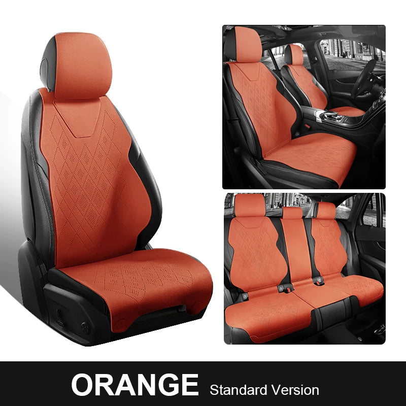 Universal Fit Car Accessories Suede Saddle Seat Cushion Pad Half Covered for 90% Sedan SUV Suede Universal Set Cover 5 Seats