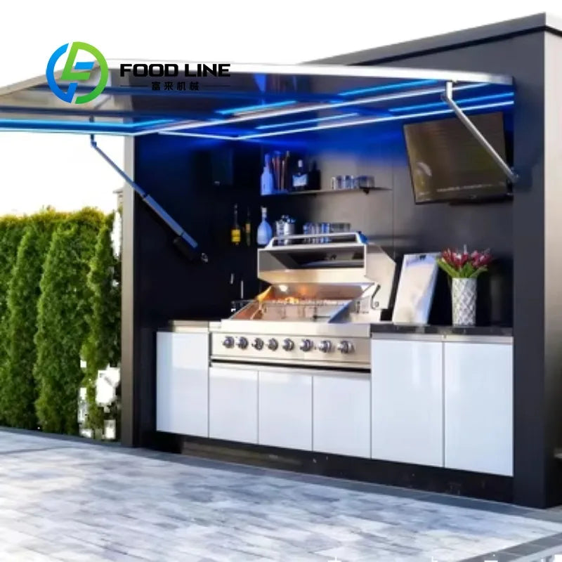 Customized Contemporary Modular Outdoor Prefabricated Mobile Kitchen Unit Wind and Rainproof Mobile Garden Cabinet