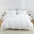 104"x90" Lotus Leaf Edge Bedding Duvet Cover Set Large Double Bed Bedroom Soft Washed Polyester 1 Duvet Cover + 2 Pillowcases