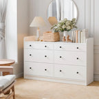 6 Drawer Dresser for Bedroom, Large Wood Dressers & Chests of Drawers 52'' Long Modern Sideboard Buffet Cabinet