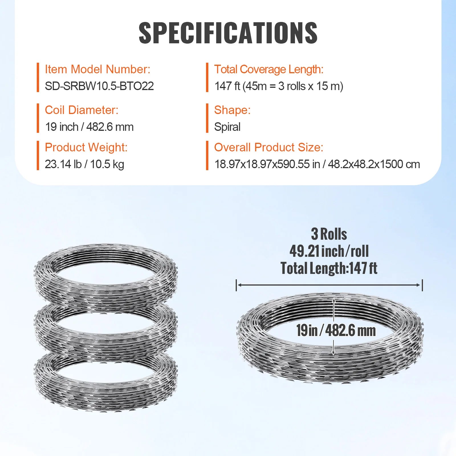 VEVOR Razor Wires  Razor Barbed Wire Razor Wire Fencing Fence Double Spiral Barbed Wire Galvanized Wire Rolls Razor for Garden