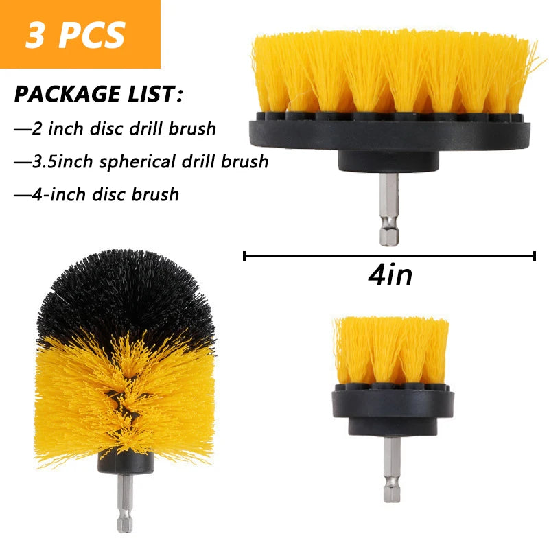 Electric Scrubber Grill Brush Kit 2/3.5/4'' Power Cleaning Brush for Car Bathroom Floor, Tub Shower Grout Nylon Attachments