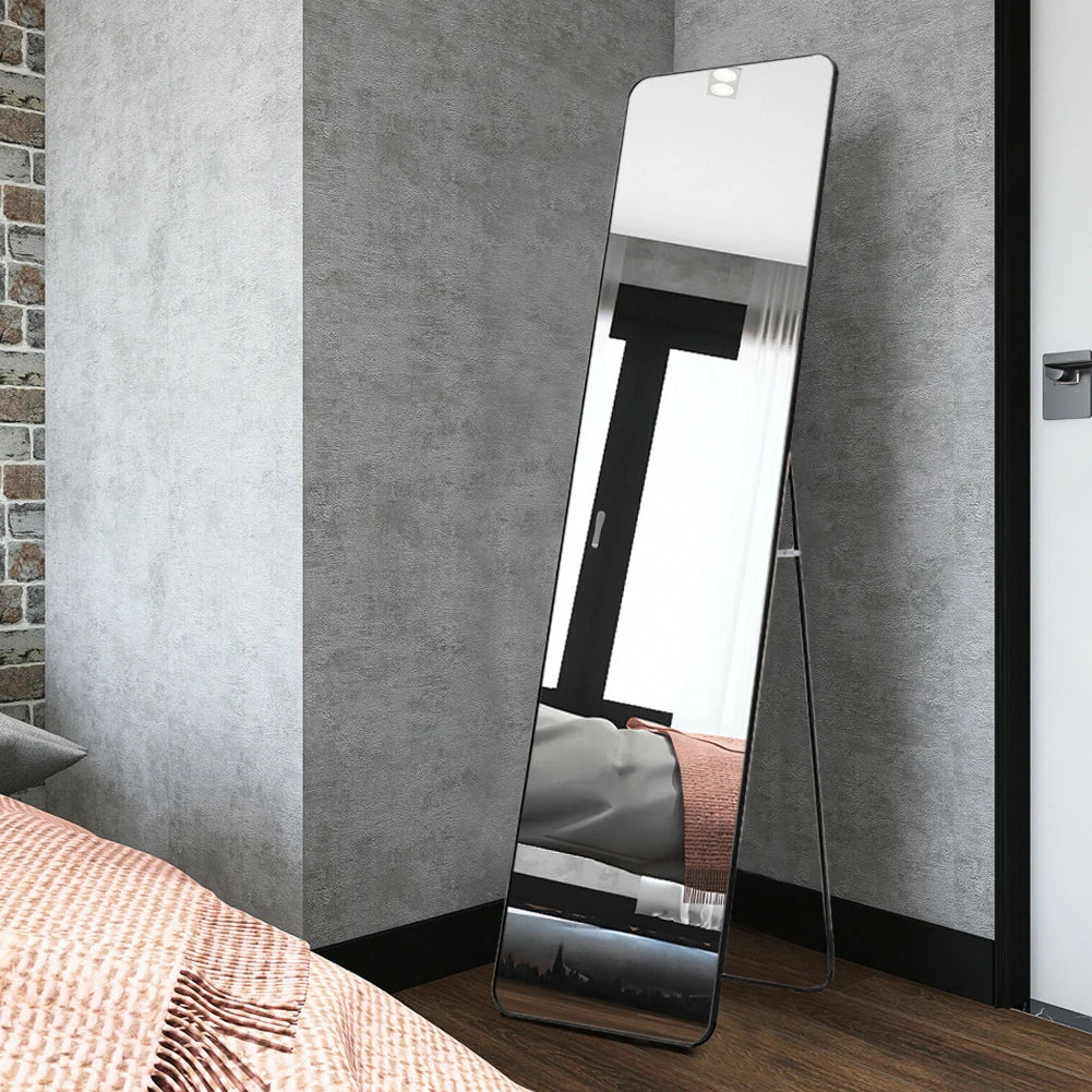 Haodirect Modern Rectangular Floor Mirror, Metal Frame Bedroom Wall Mounted Floor Dressing Mirror, 37cm x 147cm