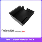 For Tesla Model Y 2020-2024 Hidden Storage Box Car Center Console Armrest Front and Rear Flocking Layer Container Slide