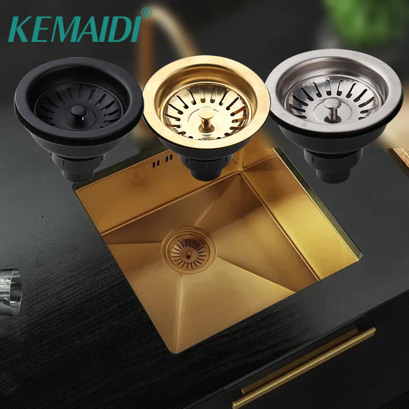 KEMAIDI Kitchen Sink Drain Strainer Stainless Steel Pop Up Sink Stopper Anti-Clogging Sink Food Catcher Basket Odor Filter Sink