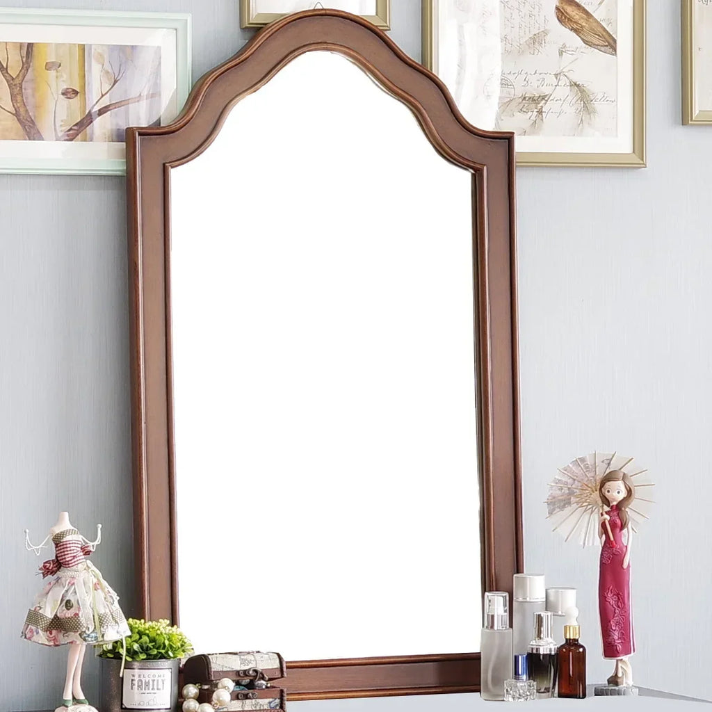 European Solid Wood Mirror Table Bedroom Dresser Amercia Princess Furniture Dark Villa Luxury Carved Makeup Table Dressing Table