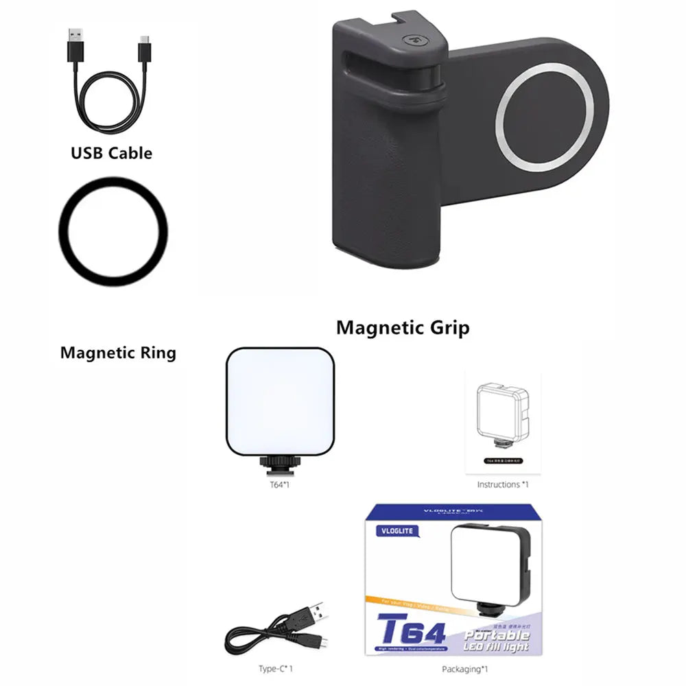 Magnetic CapGrip Magsafe Phone Grip Camera Phone Holder Handheld Selfie Booster w Bluetooth Remote 1/4 Screw for iPhone Android