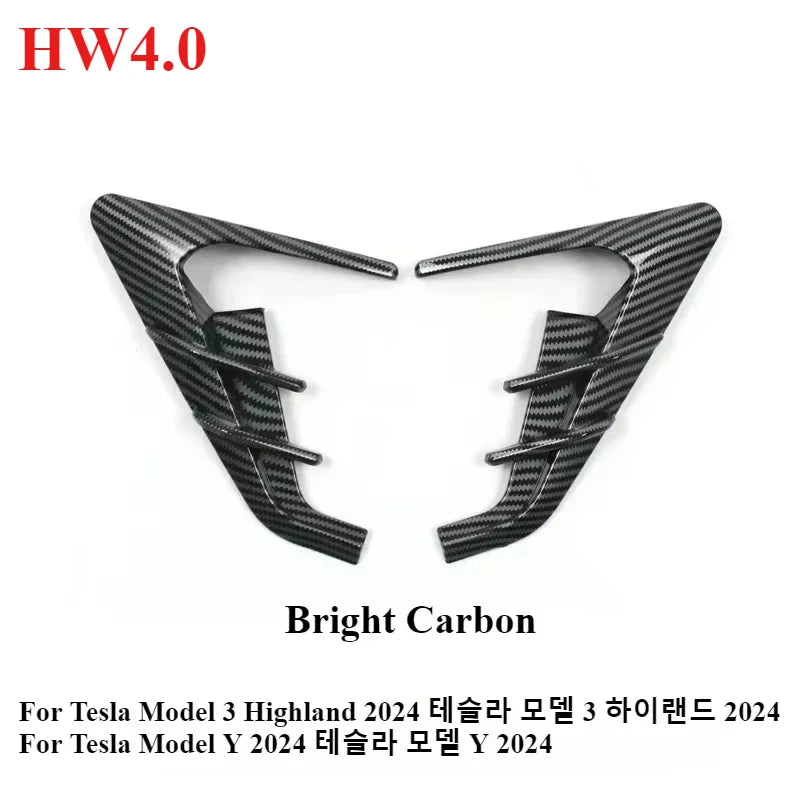 For Tesla Model Y Juniper Model 3 Highland Car Side Camera Protector Covers Carbon Fiber Flank Spoiler Wing Decorative Guards