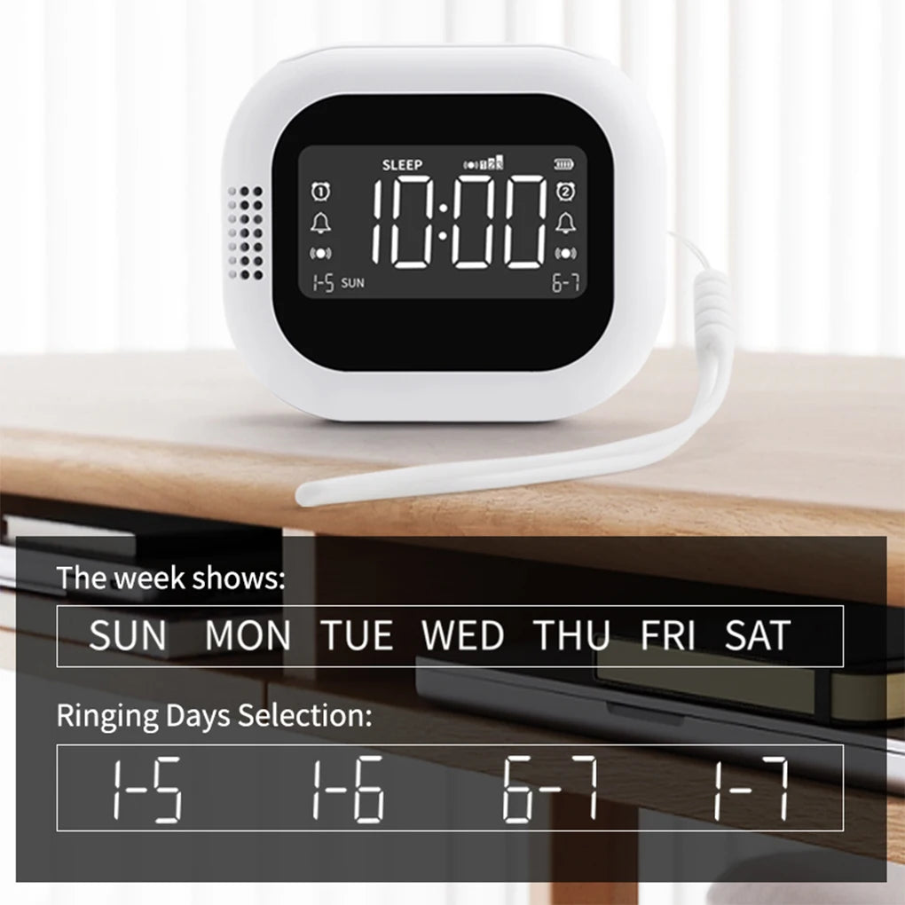 Rechargeable  Vibrating Alarm Clock Wireless Loud Alarm Clock With White Noise Deep Sleep Digital Travel Clock Snooze Function
