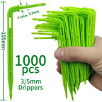 WUJIE 50-1000PCS 1/8'' Green Drippers 3/5mm Bending Arrow Emitters Garden Potted Irrigation Watering Micro Drip System Fittings