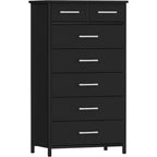 7 Drawer Tall Dresser with Sturdy Metal Frame, Industrial Drawer Chest for Bedroom, Clothes Storage Cabinet