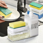 Hand Soap Dispenser for Kitchen Dual Soap Dispenser with Sponge Holder 2-in-1 Countertop Soap Pump Dispenser for Kitchen Sink