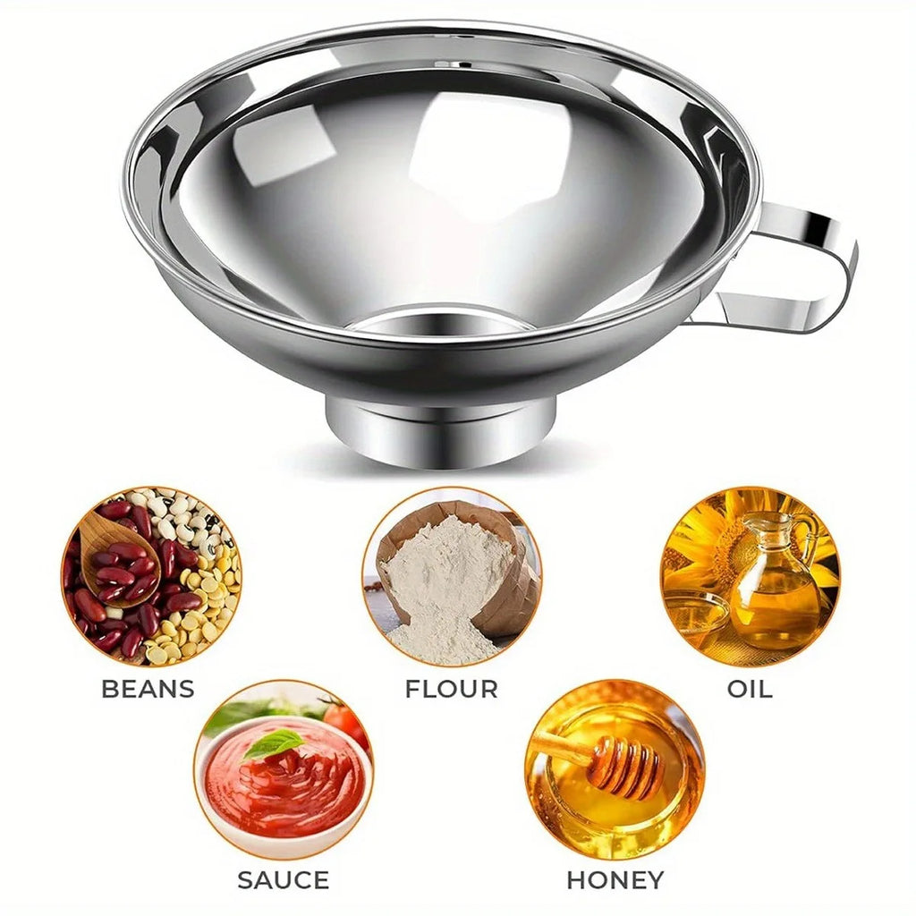 3 Styles Kitchen Funnels Set Stainless Steel Small Funnels Wide Mouth Jar Funnel Food-Grade Silicone Funnel Kitchen Accessories