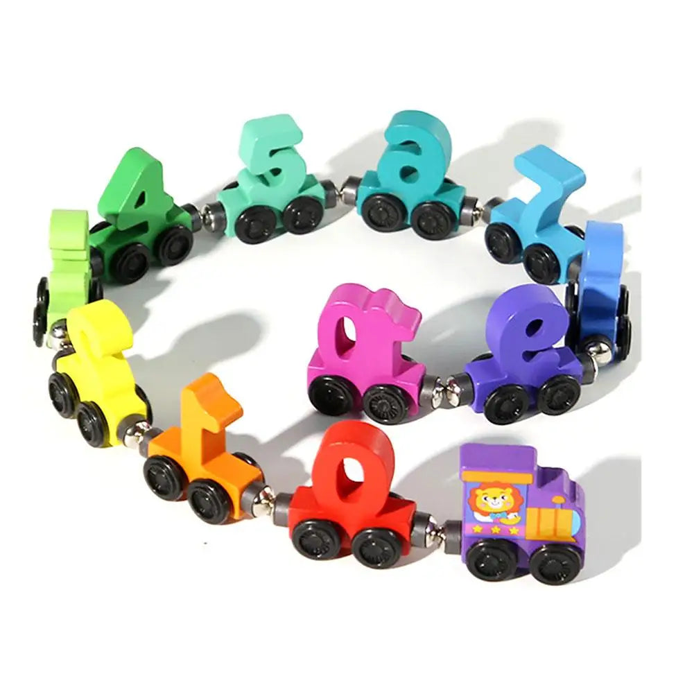 Wooden Magnetic Number Train Toys Montessori Educational Toy Train Kit Early Cognition Learning Teaching Sets For Toddlers