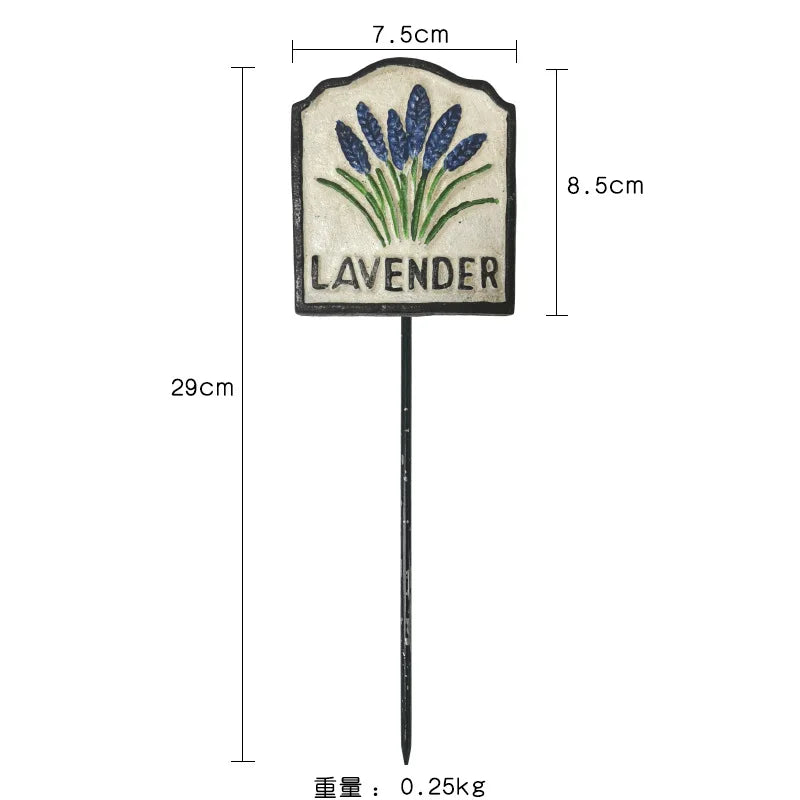 Cast Iron Vintage Plant Markers, Garden Labels, Rustic Decor for Balcony and Yard, English Letter Tags.