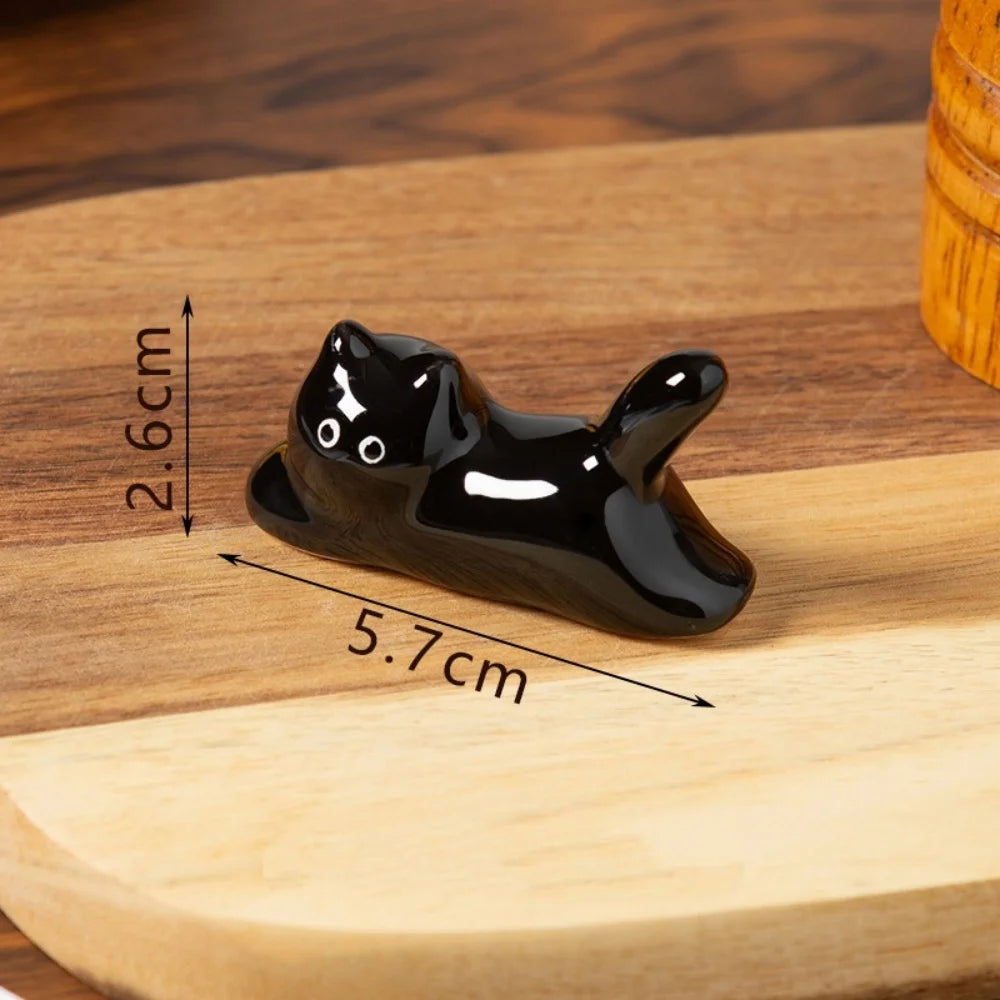 Ceramic Chopstick Holder Unique Siamese Mini Figurine Cute Tableware Rest Whimsical Utensil Holder For Kitchen Gift For Lovers
