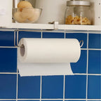 1 Piece Stainless Steel Kitchen Paper Towel Rack Card Holder Plastic Wrap Storage Cabinet Hanger No Punch Required Hanging Kitch