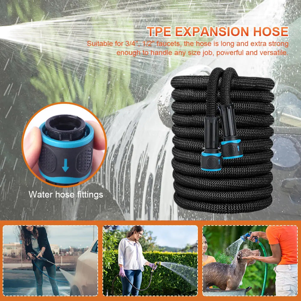 25FT-200FT Expandable Flexible Water Hose Car Wash Hose Water Gun Hose Garden Sprayer Gardening Watering Hose Irrigation Tools