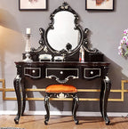 Hair Cloth Black Color Solid Wood Dresser Bedroom Furniture, Rustic Luxury Dressing Table,modern Mid Century Vanity Dresser Set