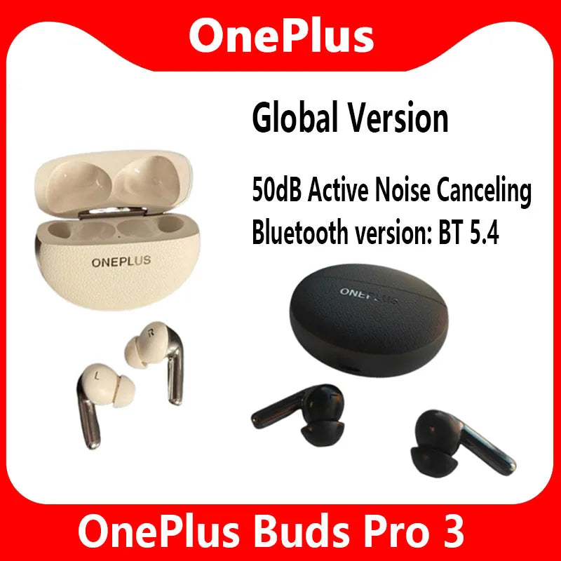 Global Version Oneplus Buds Pro 3 TWS Bluetooth Earphone 50dB Active Noise Canceling 43h Battery Life Bluetooth 5.4 IP55 AAC SBC