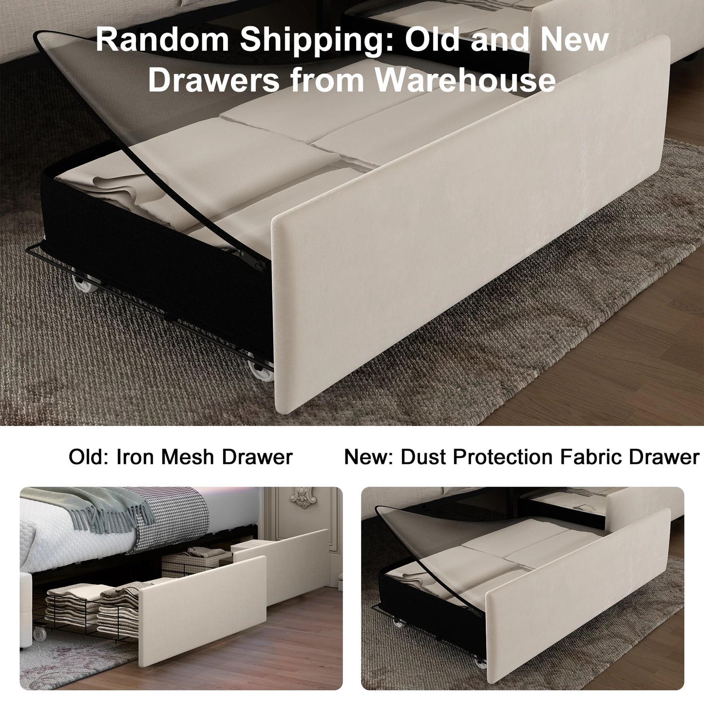 GEGOFORU Queen LED Bed Frame with Galaxy Projector, Bluetooth Speaker, USB Ports, 4 Drawers, No Box Spring Needed, PU Black