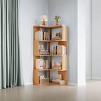 Solid Wood Corner Bookshelf 3-5 Tier Bookcase Storage Shelf Organizer Rack for Living Room Bedroom Home Office Furniture