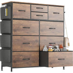Dresser for Bedroom Chest of Drawers with Side Pockets and Hooks, Fabric Storage Organizer Unit for Living Room, Hallway, Closet