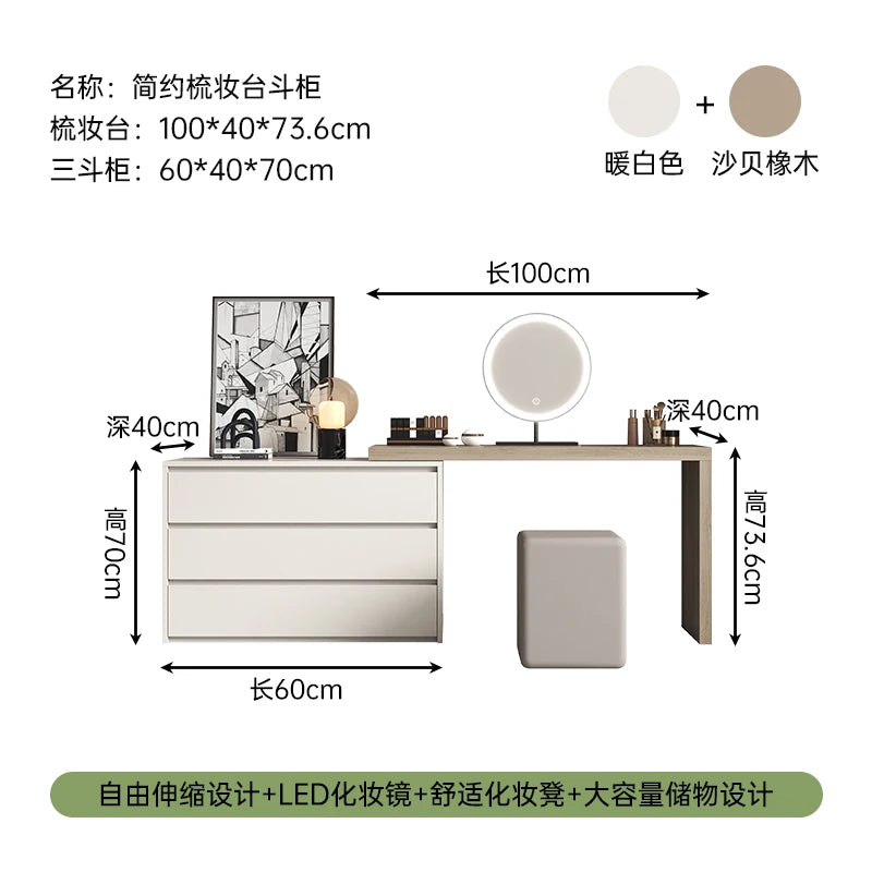 Modern Drawers Vanity Table Makeup Chair Desk Bedroom Big Dressing Table White Small Cabinet Mesa De Maquillaje Home Furniture
