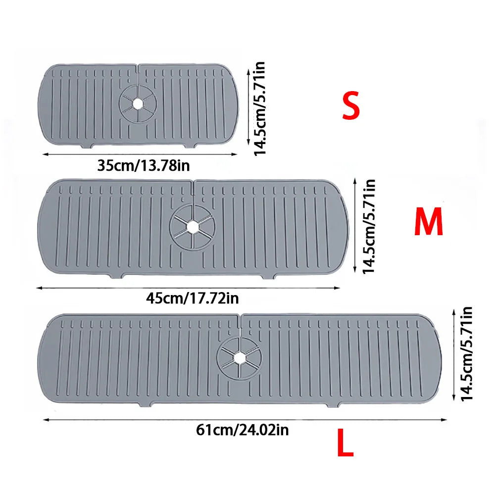 1Pcs Silicone Faucet Mat Water Ripples Kitchen Bathroom Drainage Pad Wash Basin Large Sink Splash Pad Countertop Protector