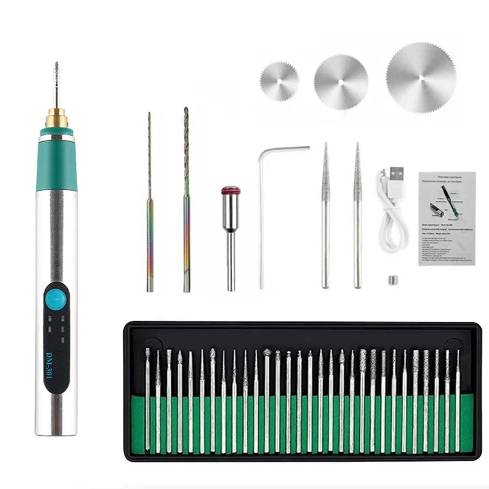 New DIY Carving Tool Electric Engraver Pen Handheld Rechargeable Jewelry Engraving Machine Anti-Slip Etching Pen for Metal Glass