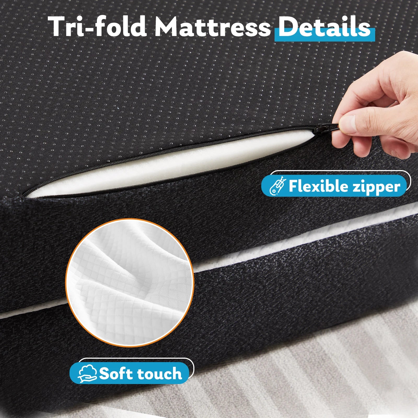 Three-Fold Portable Floor Bed