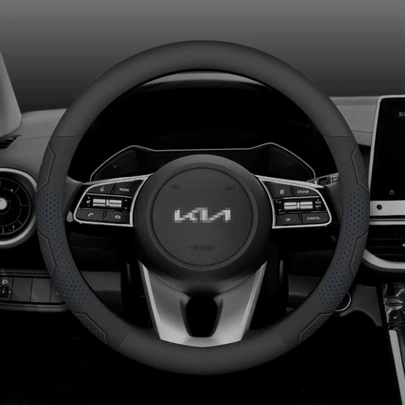 For Kia K5 Sportage Picanto Xceed Rio Cerato Soul Carens Seltos Carbon fiber Suede Car Steering Wheel Cover Auto Accessories