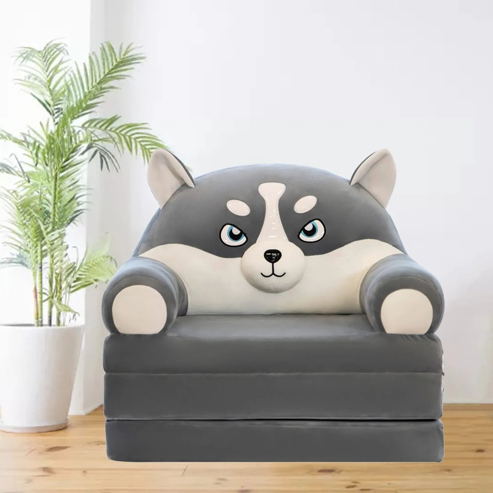 Plush Sofa Backrest Armchair 2 In 1 Foldable Cute Cartoon Lazy Sofa Children Flip Open Sofa Bed For Bedroom Folding Sofa Bed