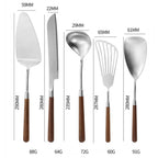 5PCS 304 Stainless steel and Nature Wood Kitchenware Cooking Utensils Set Kitchen Shovel Soup Spoon Cake Spatula Knife