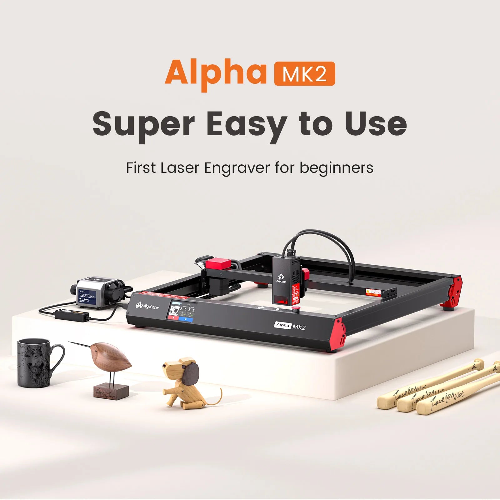AlgoLaser Alpha MK2 22W 40X85CM Laser Engraving And Cutting Machine Cnc Desktop 20W Laser Engraver Rotary Roller Air Pump