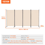 VEVOR 3/4/6 Panel Room Divider Folding Privacy Screen and Portable Freestanding Room Partitions for Office Bedroom Study Hotel