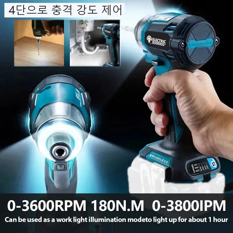 Electric Goddess 1800rpm DTD173 Cordless Impact Driver 180Nm Brushless Motor Electric Drill Wood/Bolt/T-Mode For Makita 18V