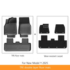 Extended Floor Mats for Tesla Model Y 2025+ Juniper 2025 All-Weather TPE Lengthen and Widen Waterproof Non-Slip Cargo Liners