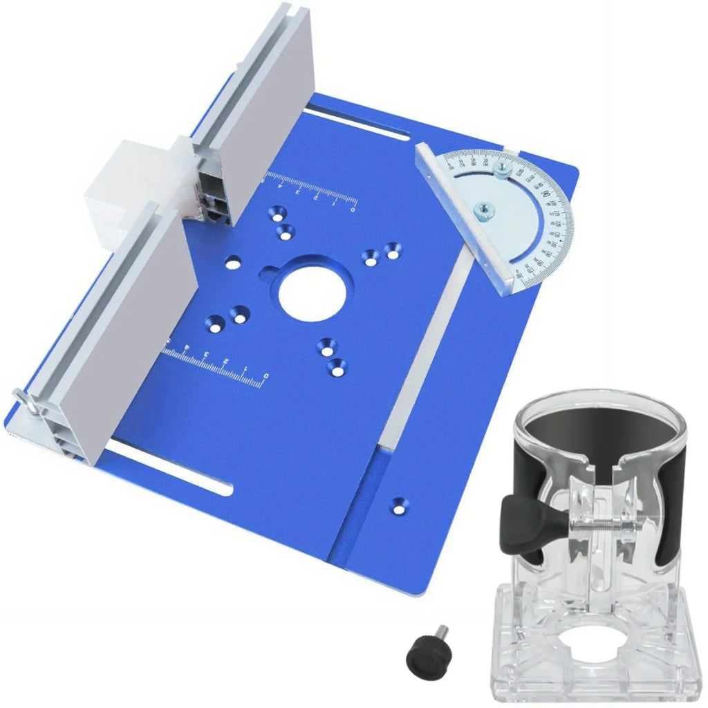 Aluminum Router Table Insert Plate w/ Miter Gauge & Fence, Flip Plate & Router Base, Required for Table Saws Workbenches Trimmer